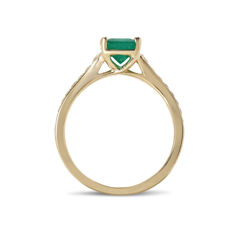 Green Emerald Reverse Tapered Diamond Engagement Ring view 5