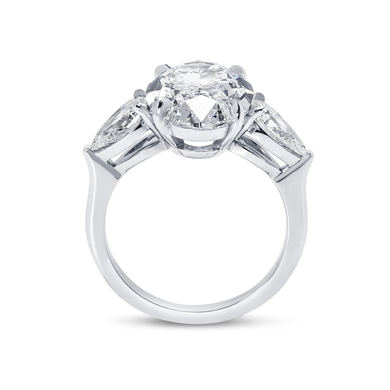 Large Oval Shape Pear Side Stones Diamond Engagement Ring view 3