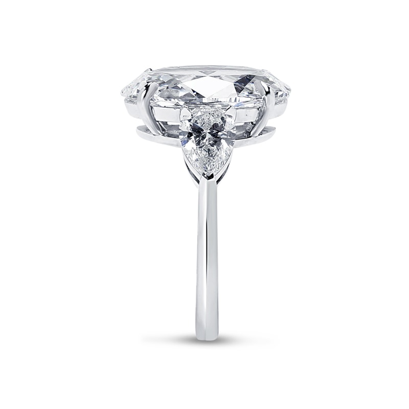 Large Oval Shape Pear Side Stones Diamond Engagement Ring view 4