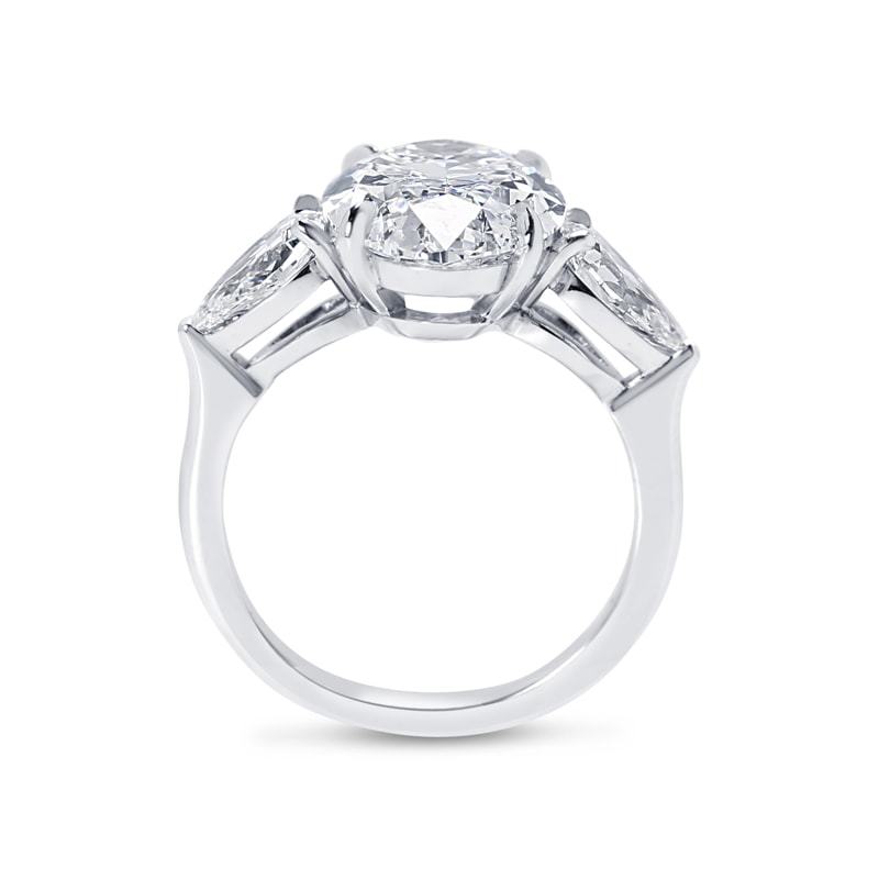 Large Oval Shape Pear Side Stones Diamond Engagement Ring view 5