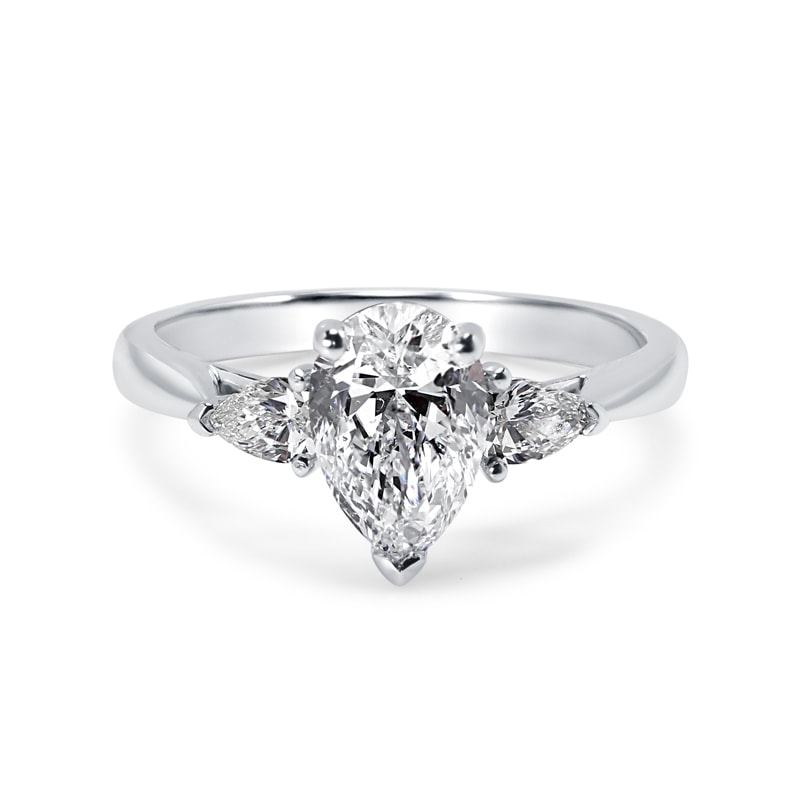 Pear Shape and Pear Cut Shoulder Stones Diamond Engagement Ring view 6