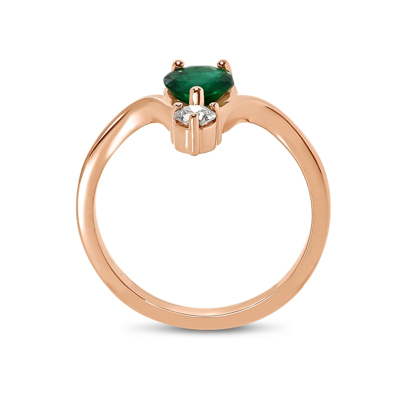 Pear Shape Green Emerald and Small Diamond Engagement Ring view 3