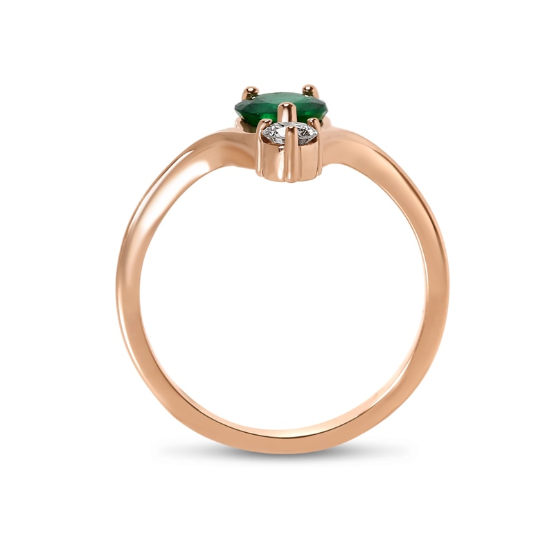 Pear Shape Green Emerald and Small Diamond Engagement Ring view 5