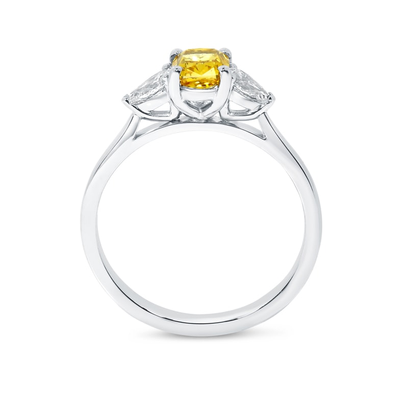 Yellow Lab Grown Diamond Cushion Pear Side Engagement Ring view 4