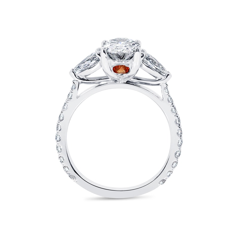 Oval Shape Pear Side Stones Micro Set Diamond Engagement Ring view 5
