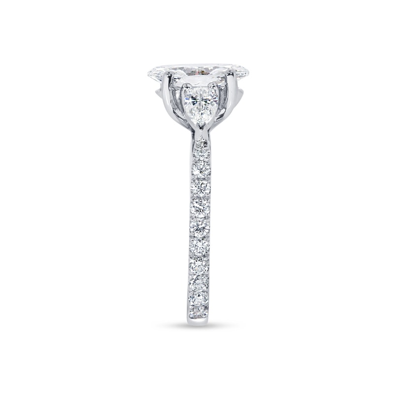 Oval Shape Pear Side Stones Micro Set Diamond Engagement Ring view 4