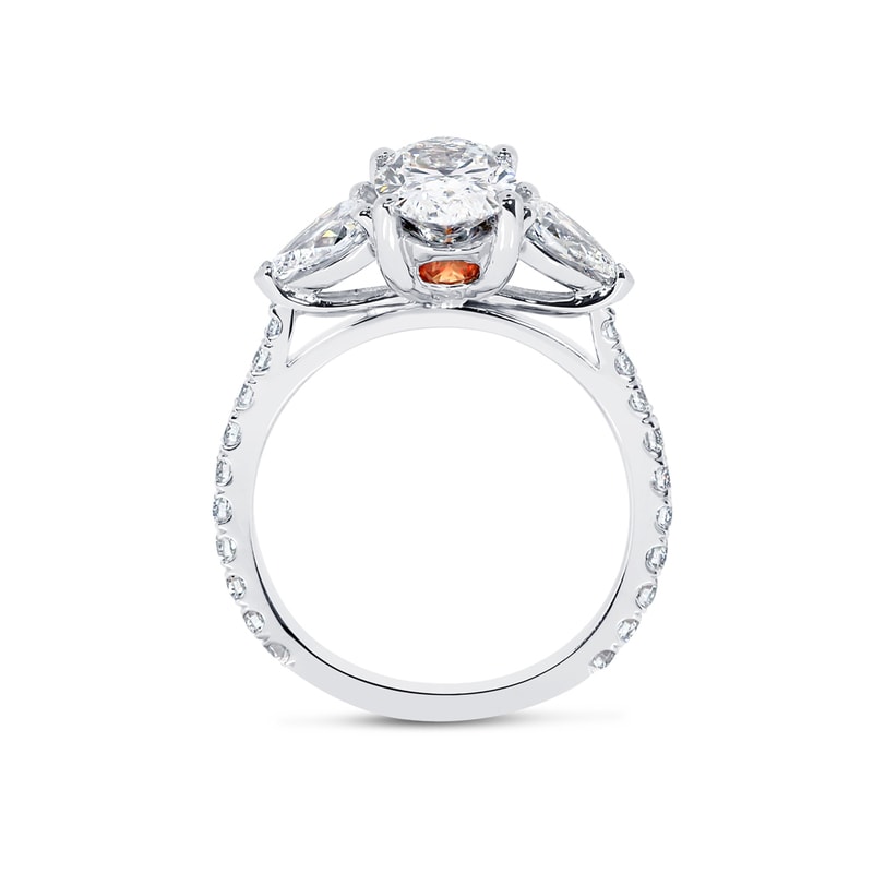 Oval Shape Pear Side Stones Micro Set Diamond Engagement Ring view 3