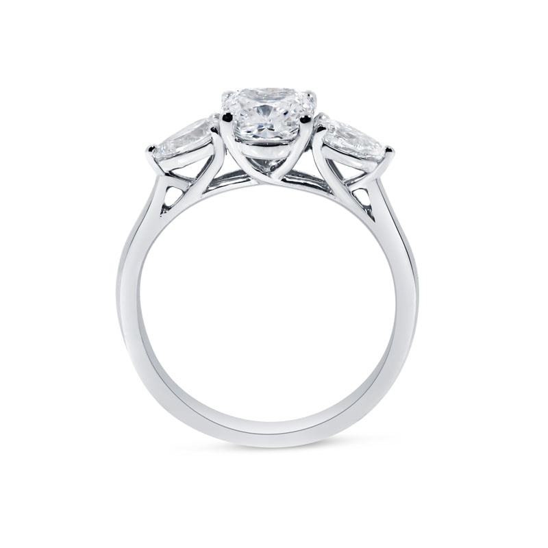 Cushion Cut Pear Side Trilogy Lab Grown Diamond Engagement Ring view 4