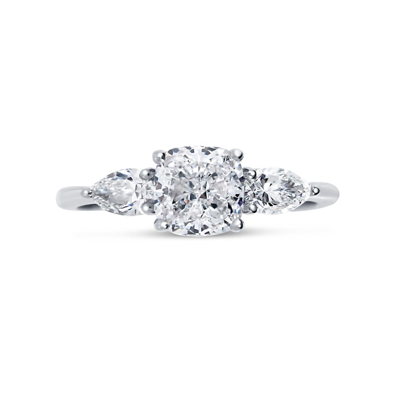 Cushion Cut Pear Side Trilogy Lab Grown Diamond Engagement Ring view 1