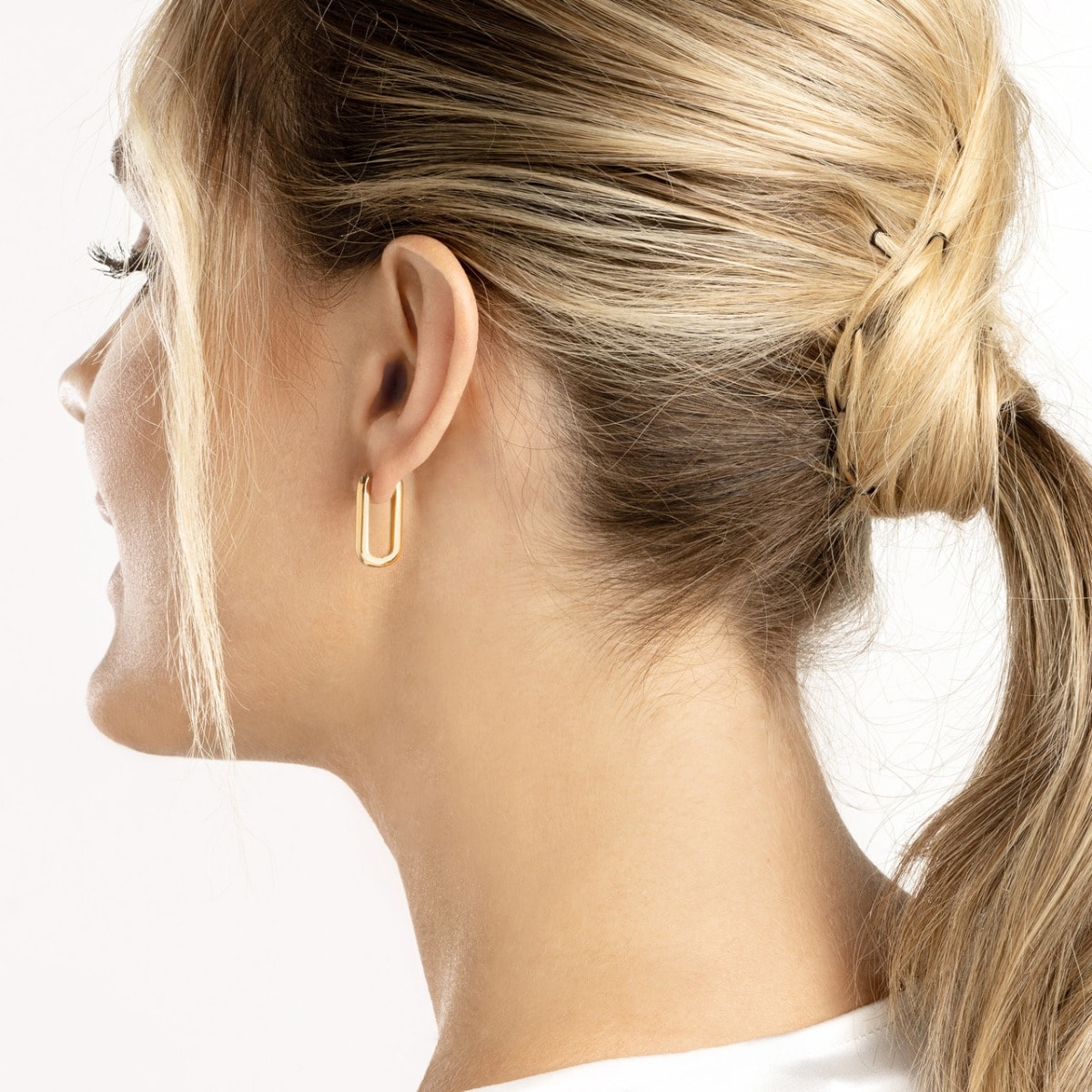 Oblong Gold Hoops - alternate view
