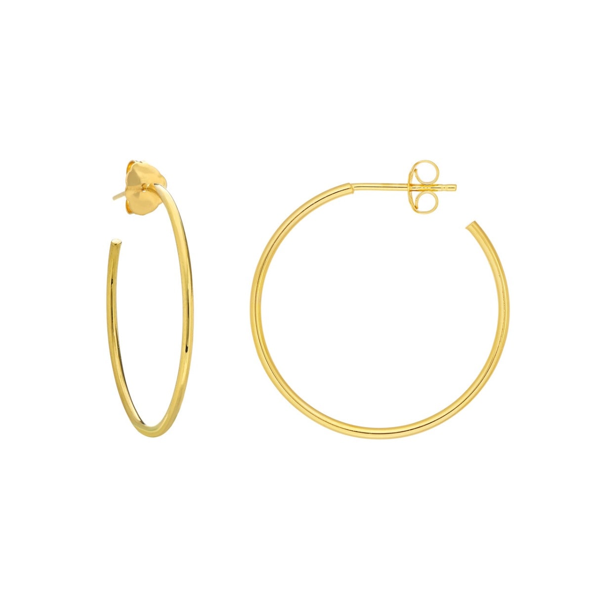Thin Gold Hoop Post Earrings view 1
