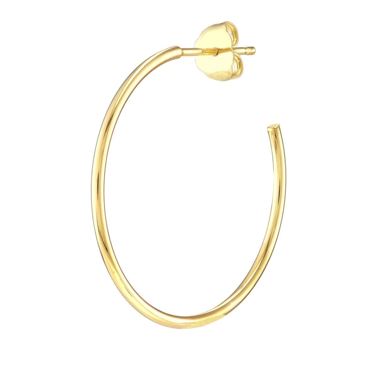 Thin Gold Hoop Post Earrings view 4