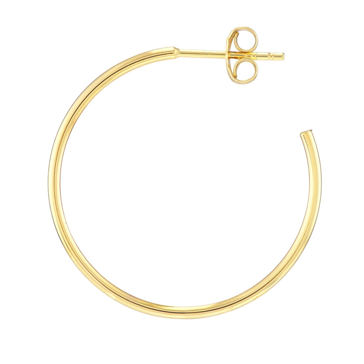 Thin Gold Hoop Post Earrings view 3
