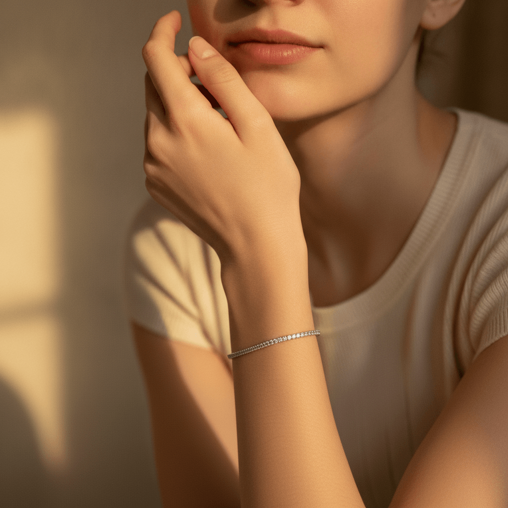 2 Carat Lab Grown Diamond Tennis Bracelet on model