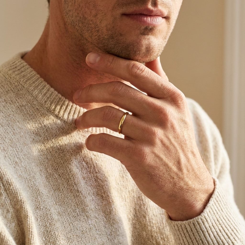 2mm_Classic_Court_Yellow_Gold_Wedding_Band_On_Model_Lifestyle