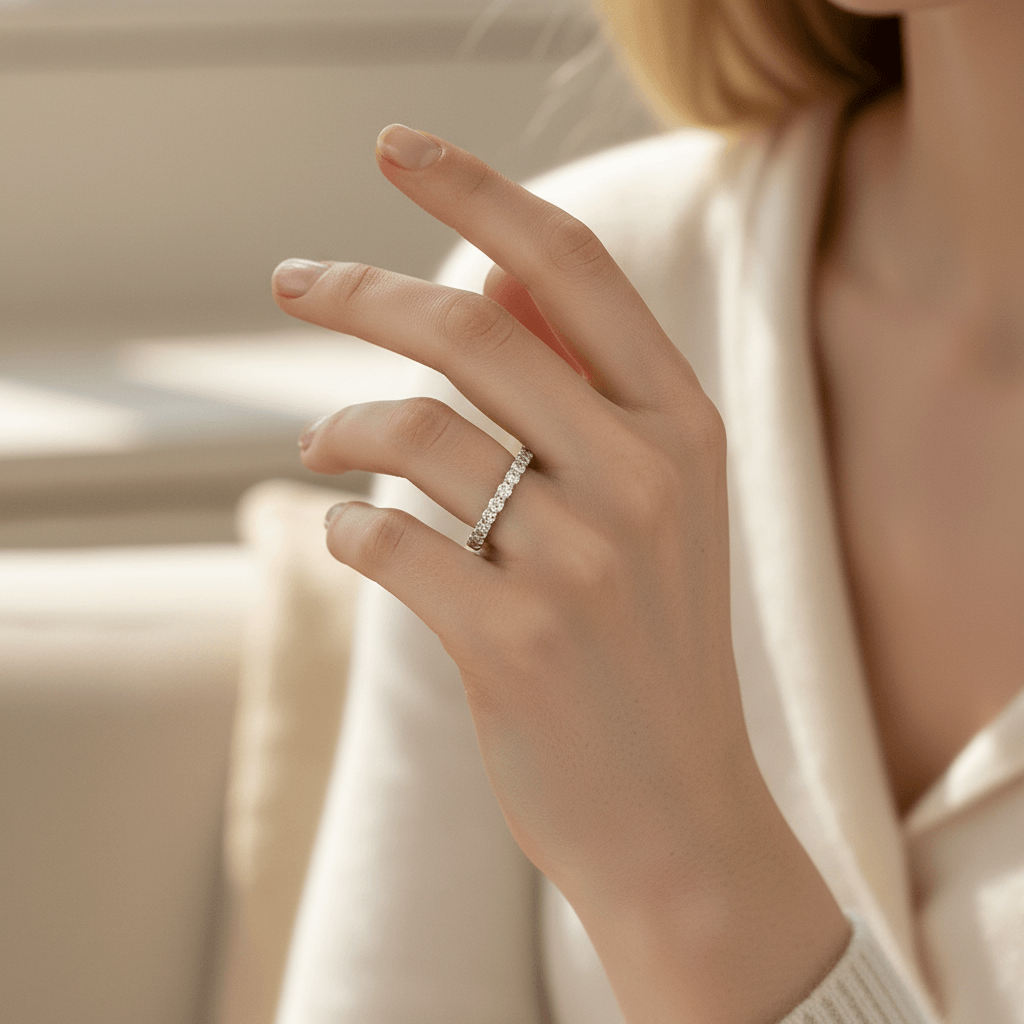 2mm_Claw_Setting_Full_Diamond_Eternity_Ring_On_Hand