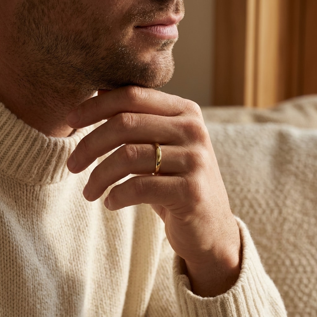 2mm_Cushion_Yellow_Gold_Wedding_Band_On_Model_Lifestyle