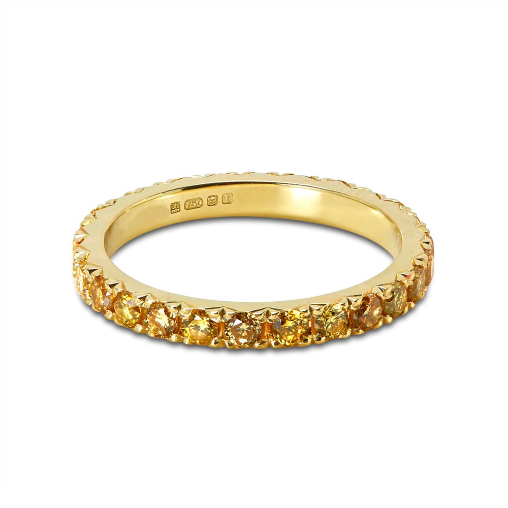 2mm Fancy Intense Yellow Full Diamond Eternity Ring