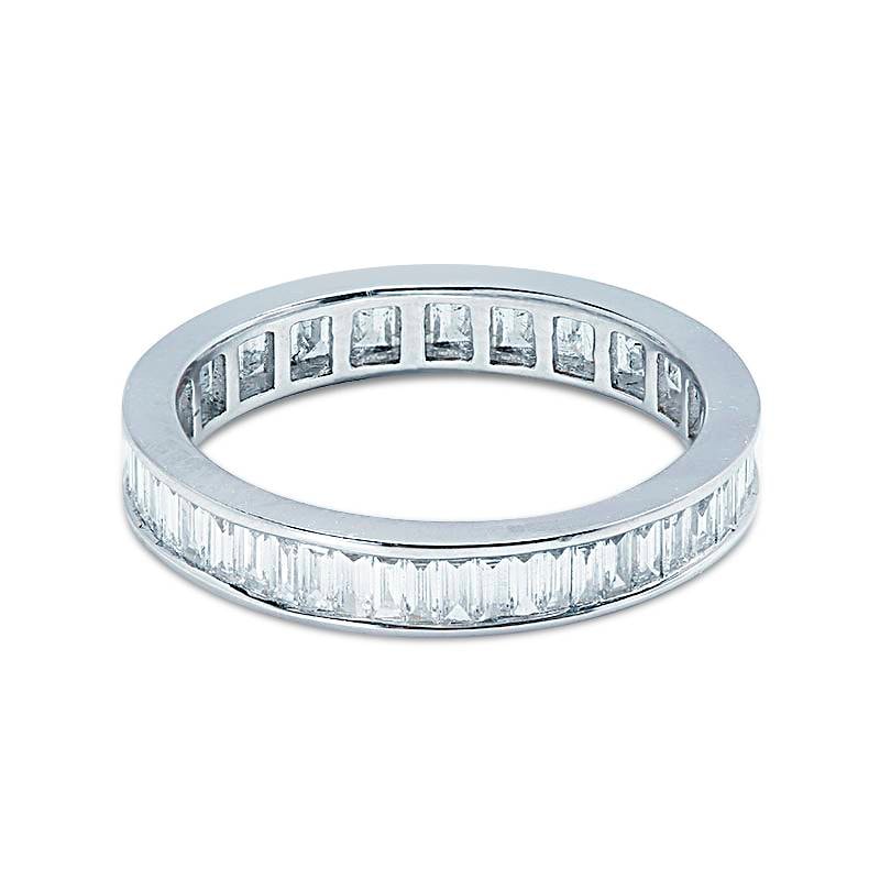 3.5mm Baguette Cut Channel Setting Full Diamond Eternity Ring