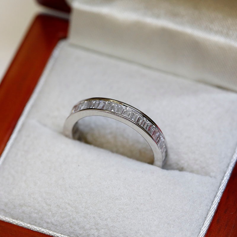 3.5mm Baguette Cut Channel Setting Full Diamond Eternity Ring in a Box