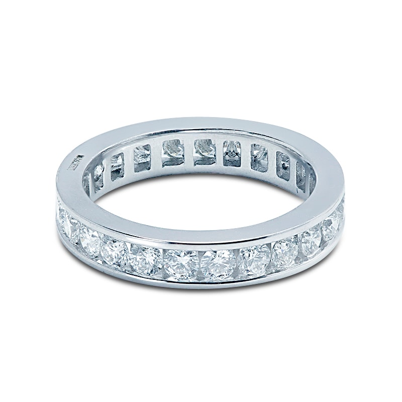 3.5mm Round Cut Channel Setting Full Diamond Eternity Ring 1.40ct