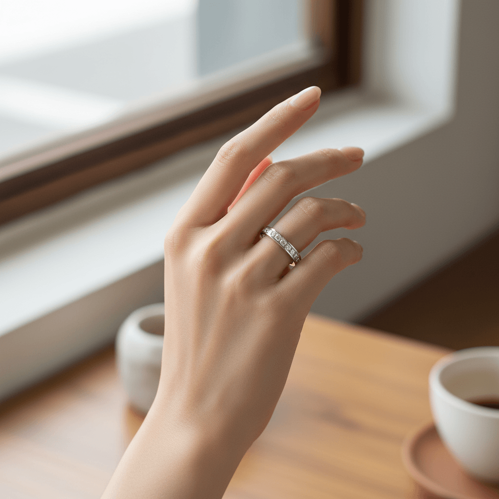 35mm_Channel_Setting_Diamond_Eternity_Ring_On_Hand