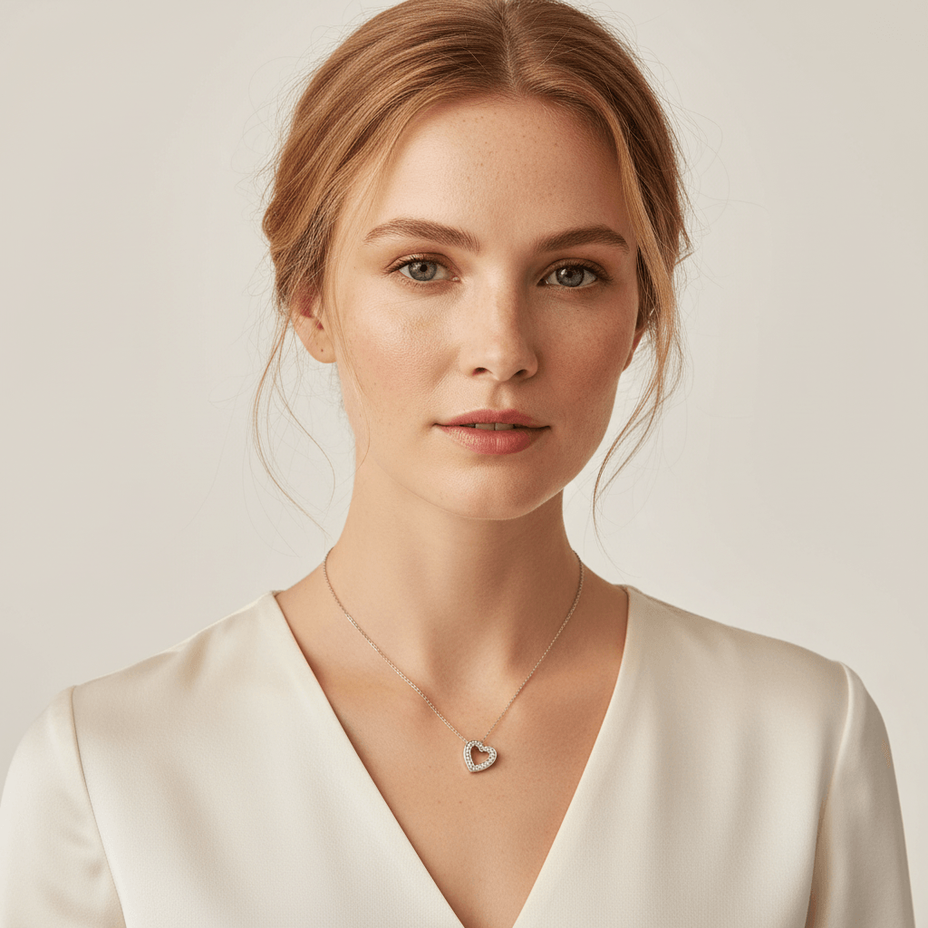 3D Heart Pave Diamond Necklace - alternate view