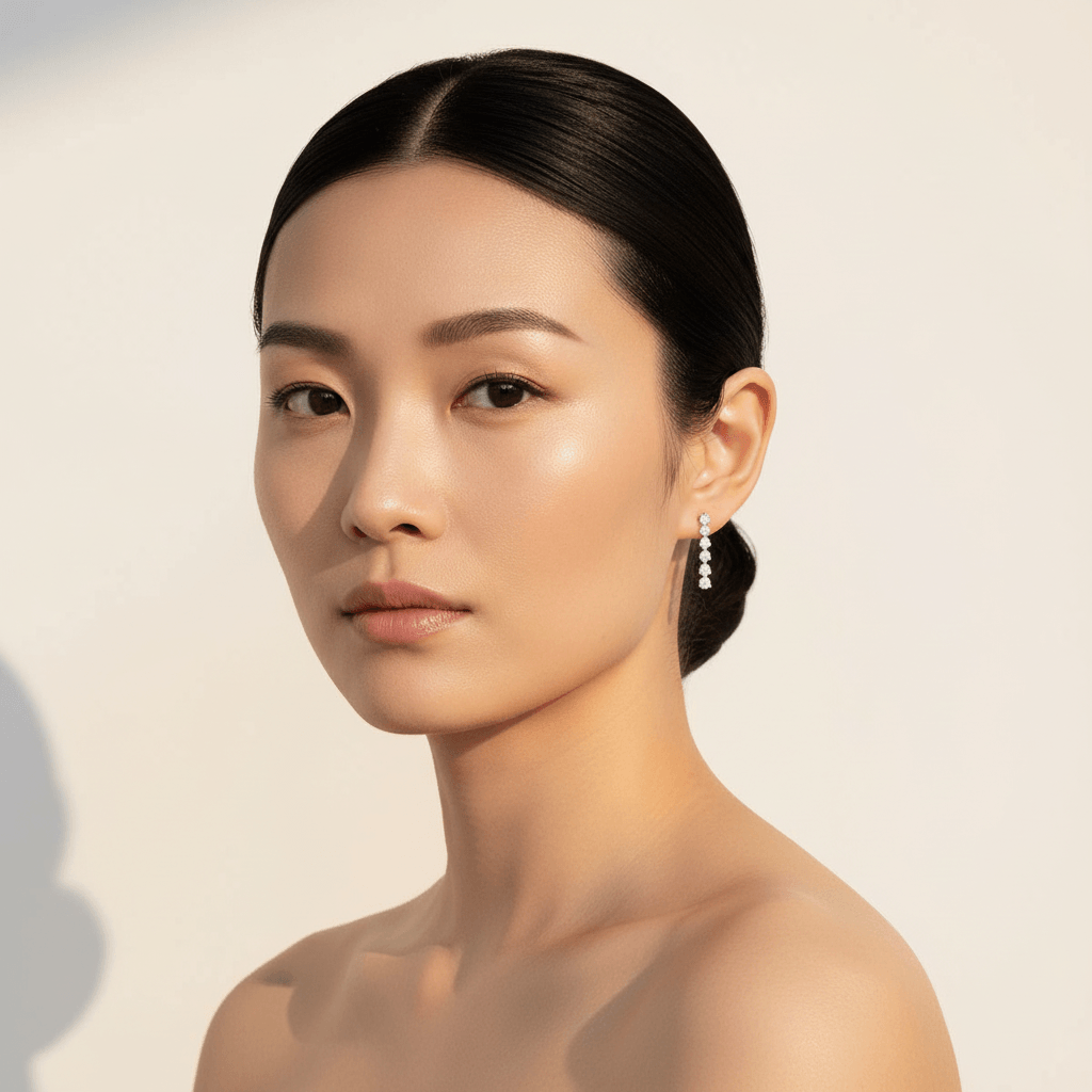 3 Claw 7 Stone Diamond Drop Earring - alternate view
