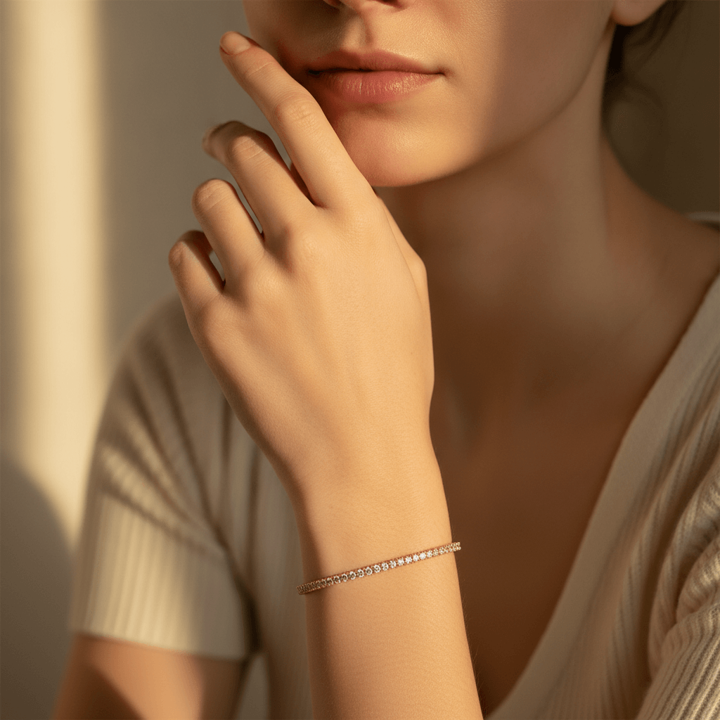 3 Carat Rose Gold Diamond Tennis Bracelet - alternate view