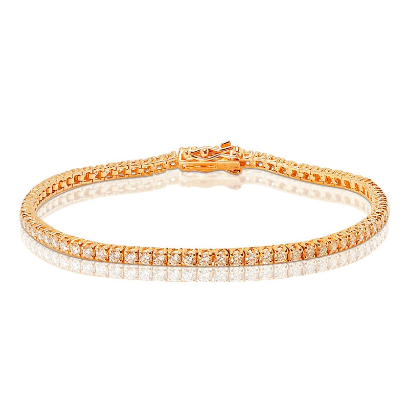 18kt Rose Gold 3 Carat Diamond Tennis Bracelet