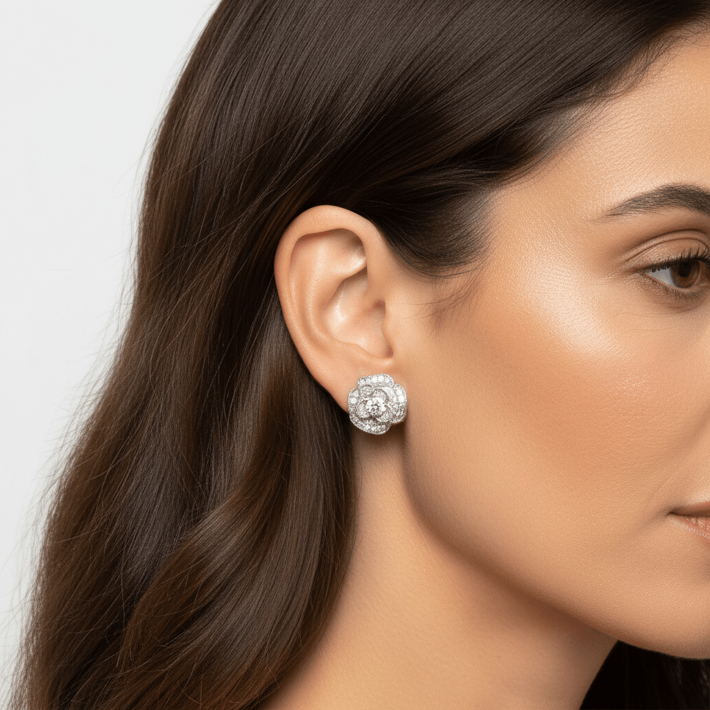 3d_Rose_Shape_Diamond_Earrings_Studs_Zoom