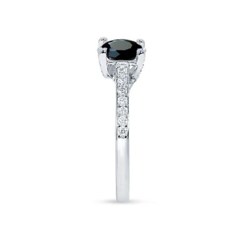 Twist Bridge Set Round Black Diamond Engagement Ring view 4