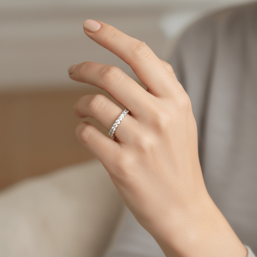 3mm_Rub_Over_Setting_Diamond_Eternity_Ring_On_Hand