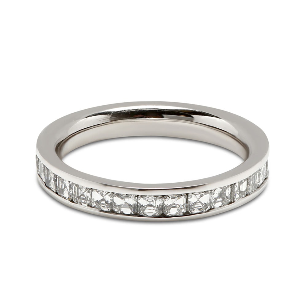 3mm Channel Setting Asscher Cut Full Diamond Eternity Ring