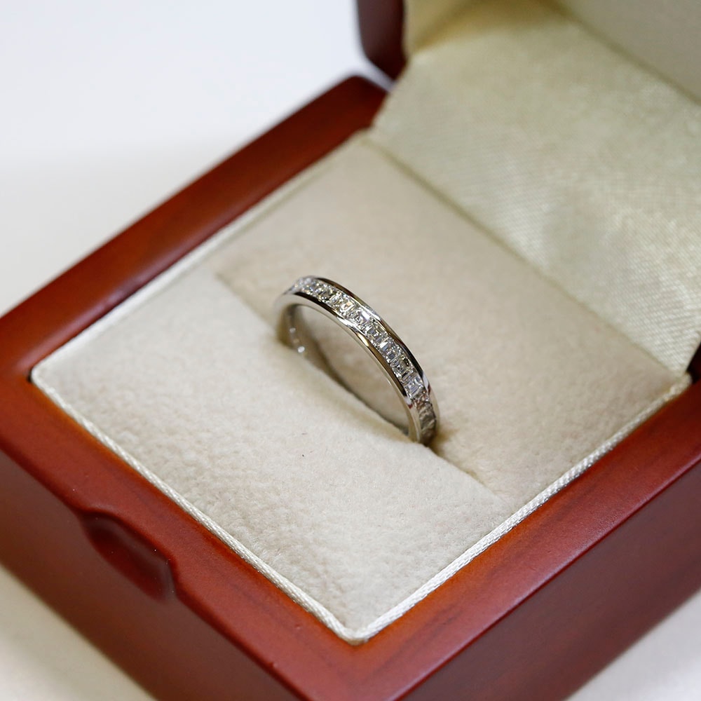 3mm Channel Setting Asscher Cut Full Diamond Eternity Ring in a Box