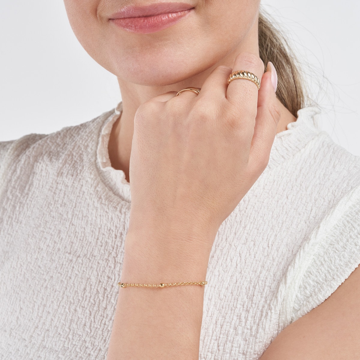 Diamond Cut Beaded Gold Bracelet view 4