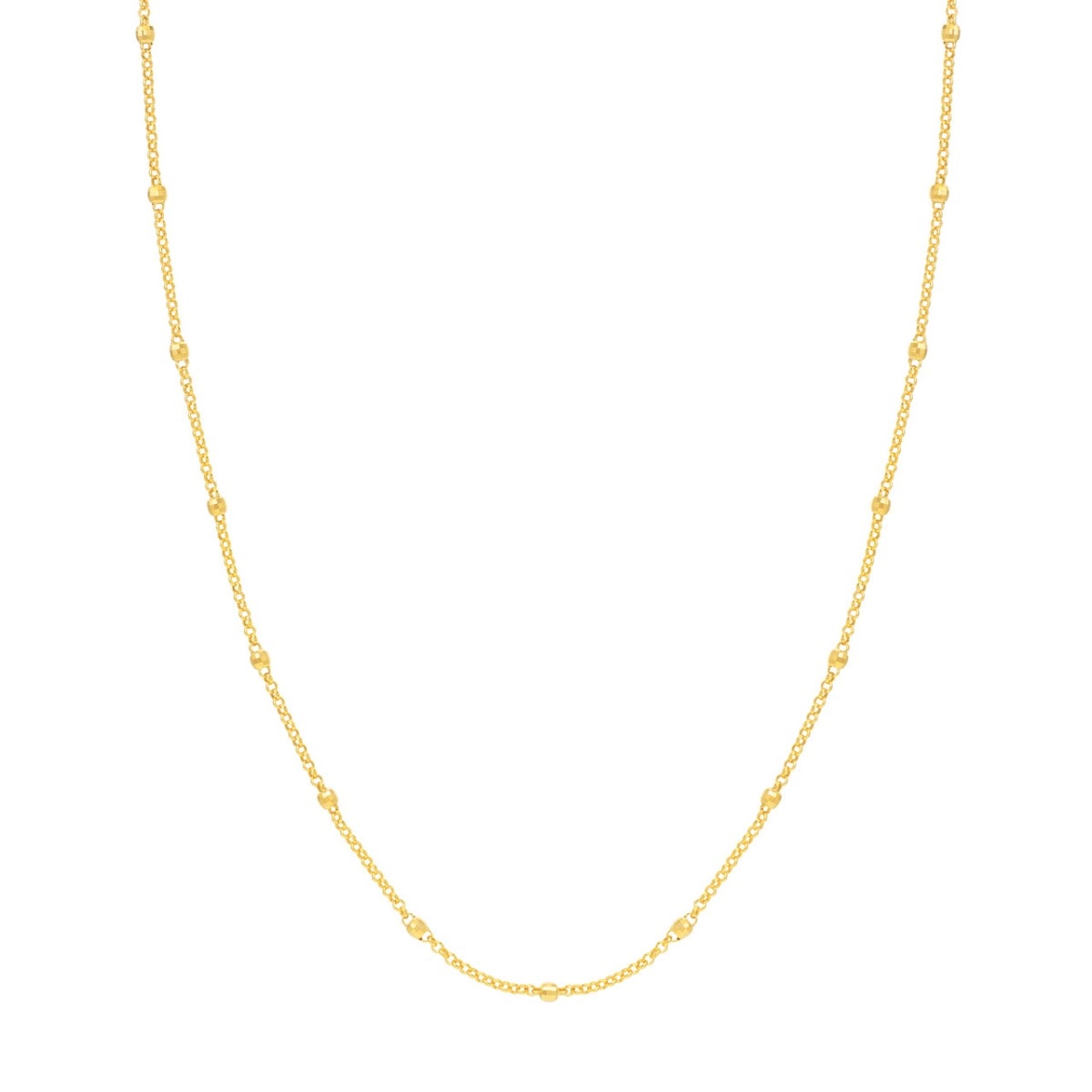3mm Disco Bead Rolo Gold Chain Necklace view 1