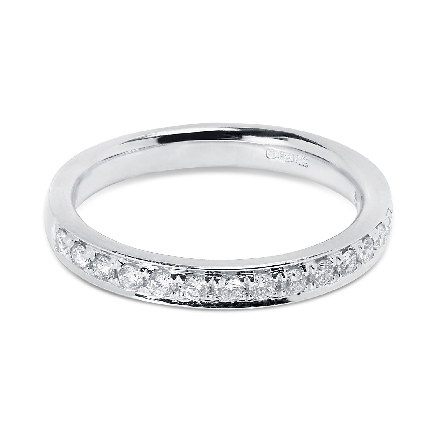 Classic 3mm Pave Setting Half Band Diamond Wedding Ring