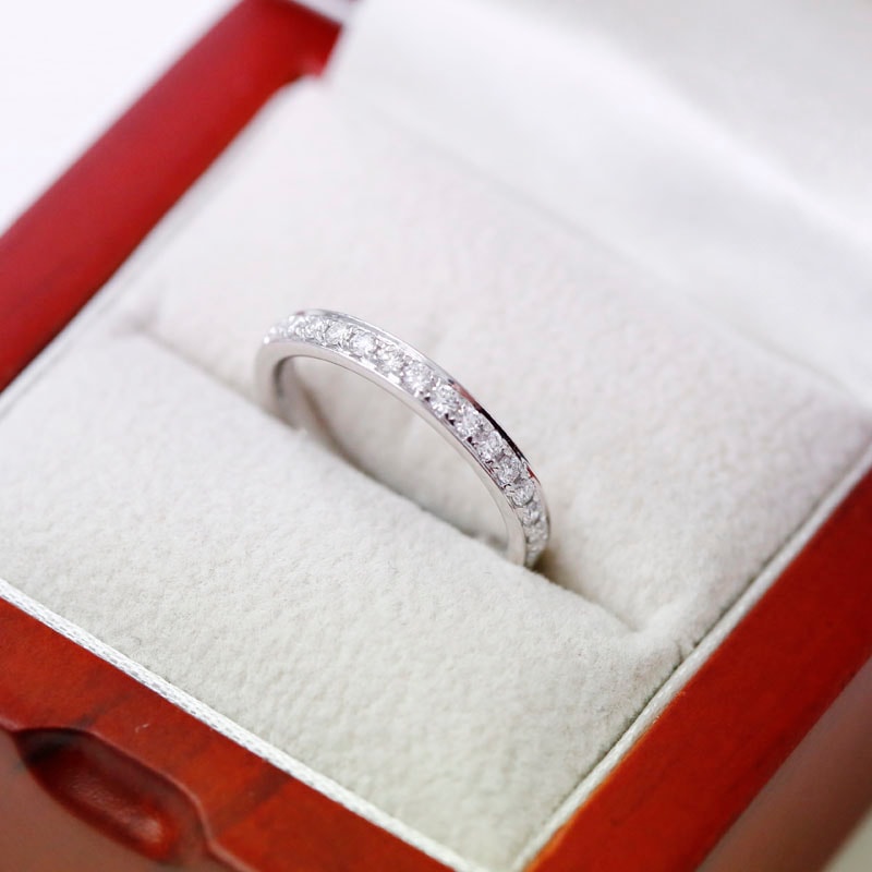 Classic3mm Pave Setting Half Band Diamond Wedding Ring in a Box