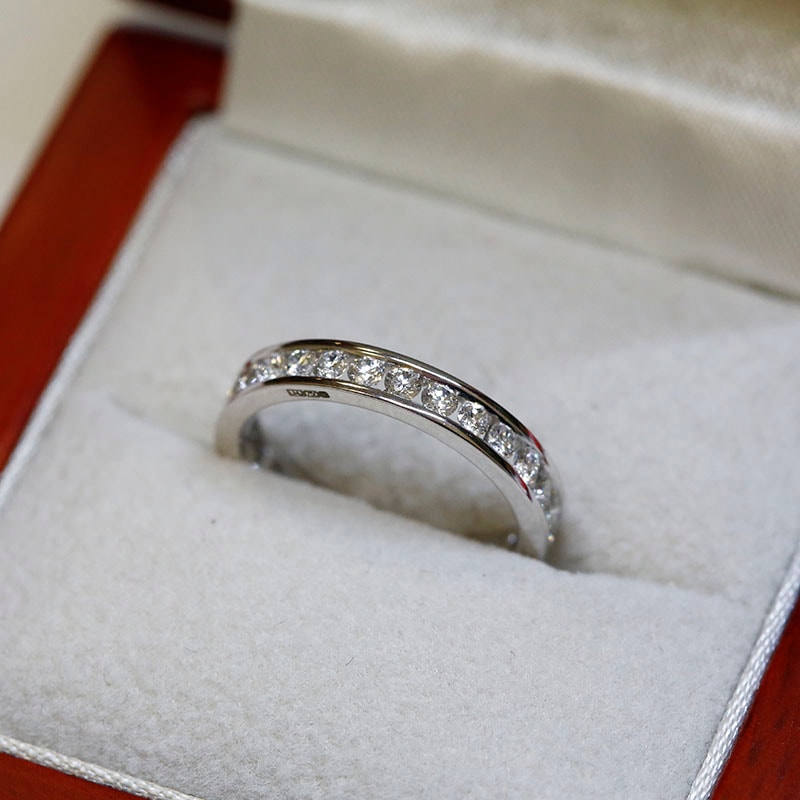 3mm Round Cut Channel Setting Full Diamond Eternity Ring 0.90ct in a Box