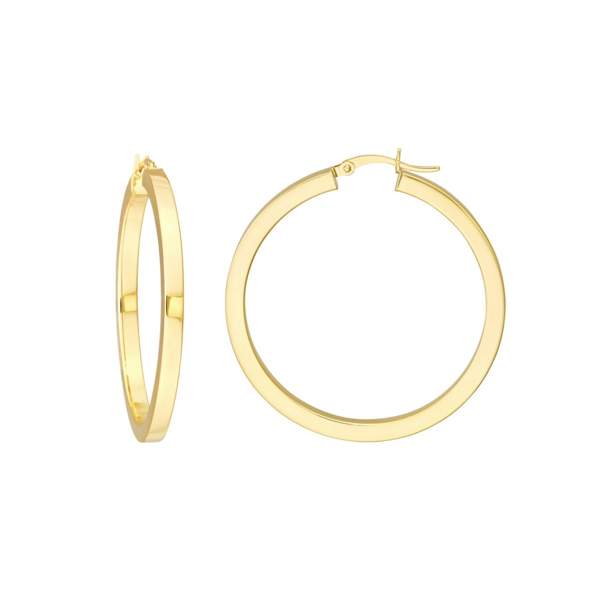Square Edge Gold Hoops view 1