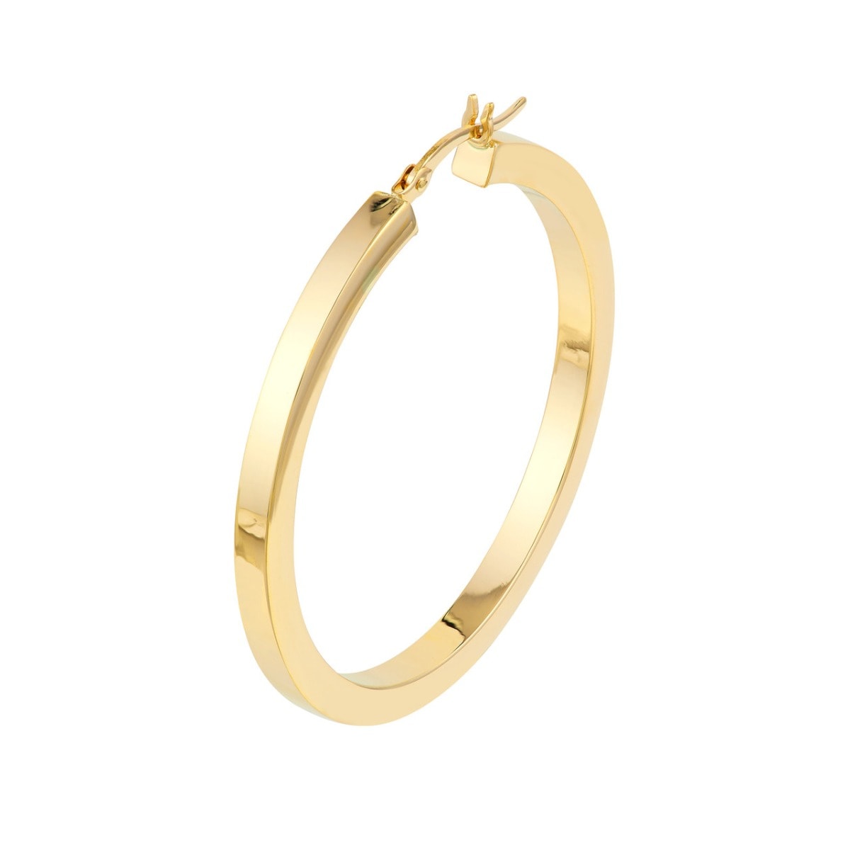 Square Edge Gold Hoops view 3