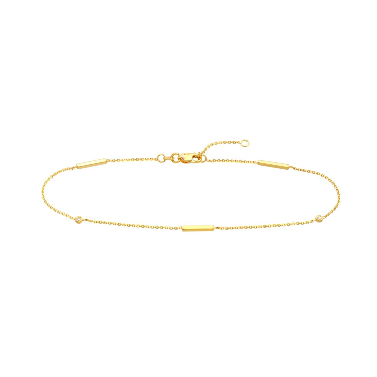 Bar & Diamond Gold Anklet view 1