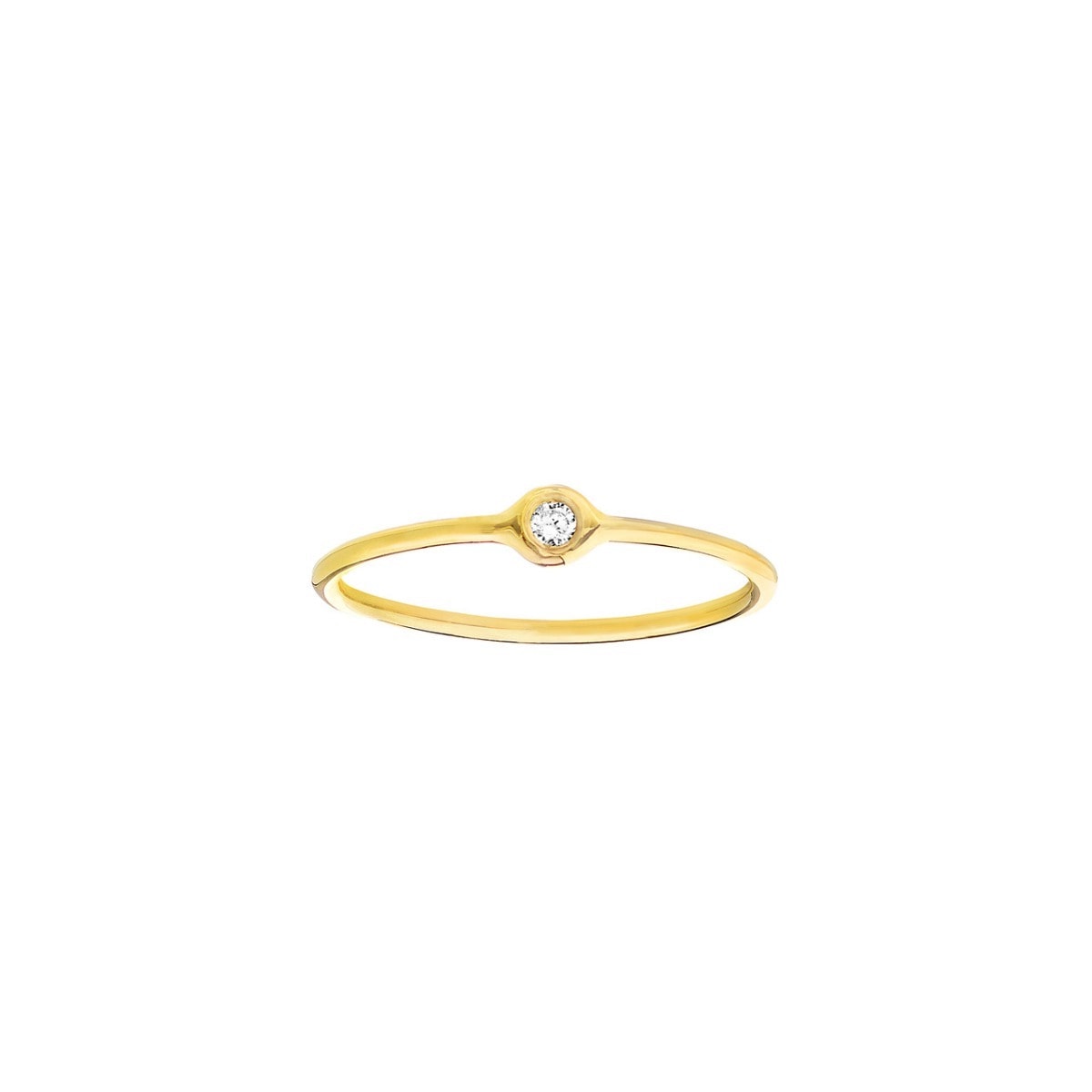 Round Diamond Bezel Gold Ring view 1