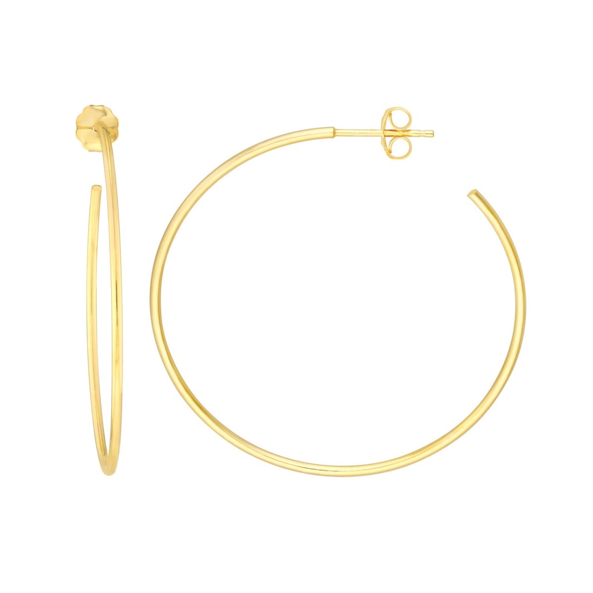 Thin Gold Hoop Post Earrings view 1