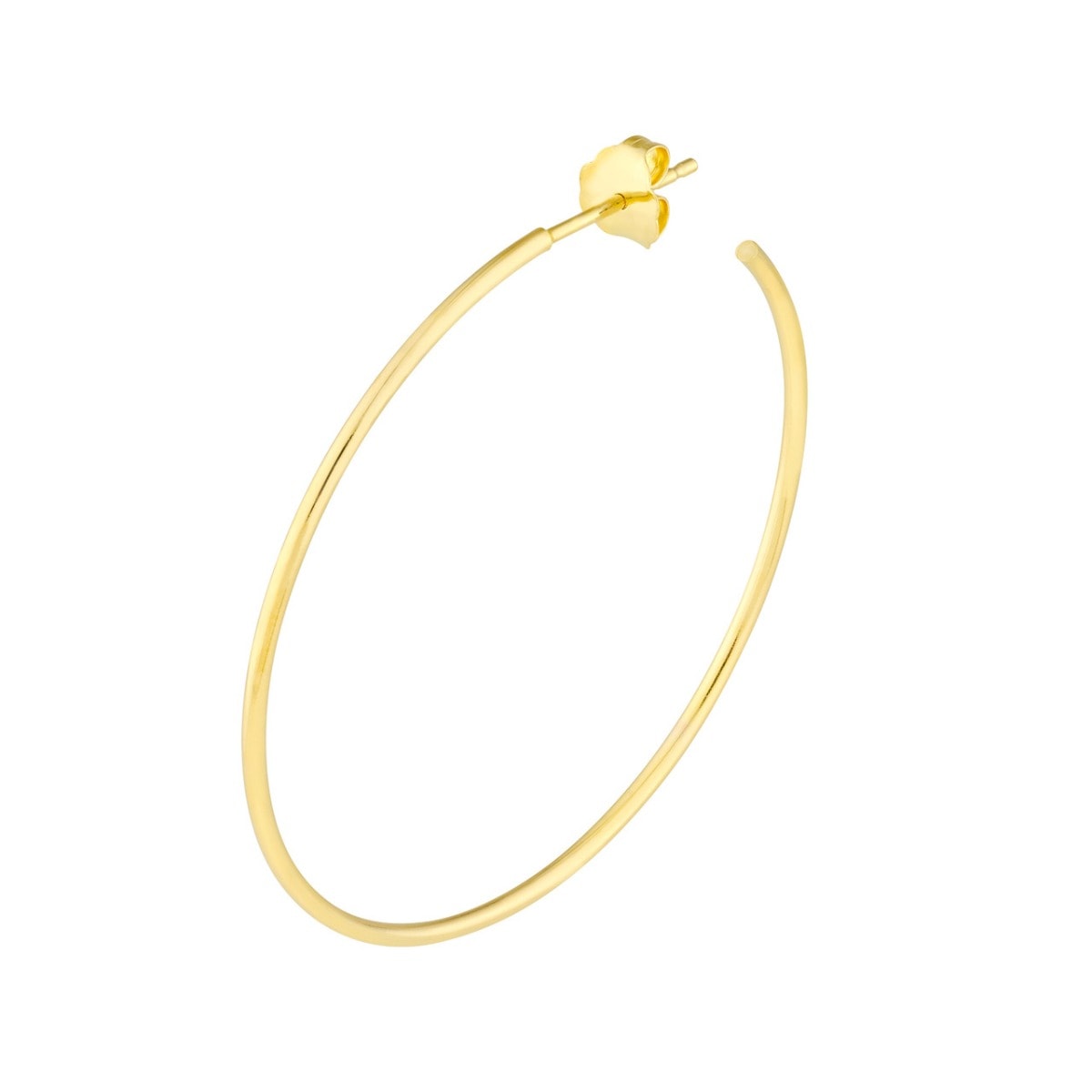 Thin Gold Hoop Post Earrings view 3