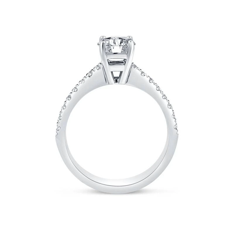 Contemporary Lab Grown Round Brilliant Micro Set Engagement Ring view 3
