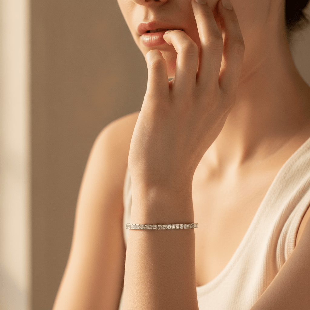 4 Carat Princess Cut Diamond Tennis Bracelet - alternate view