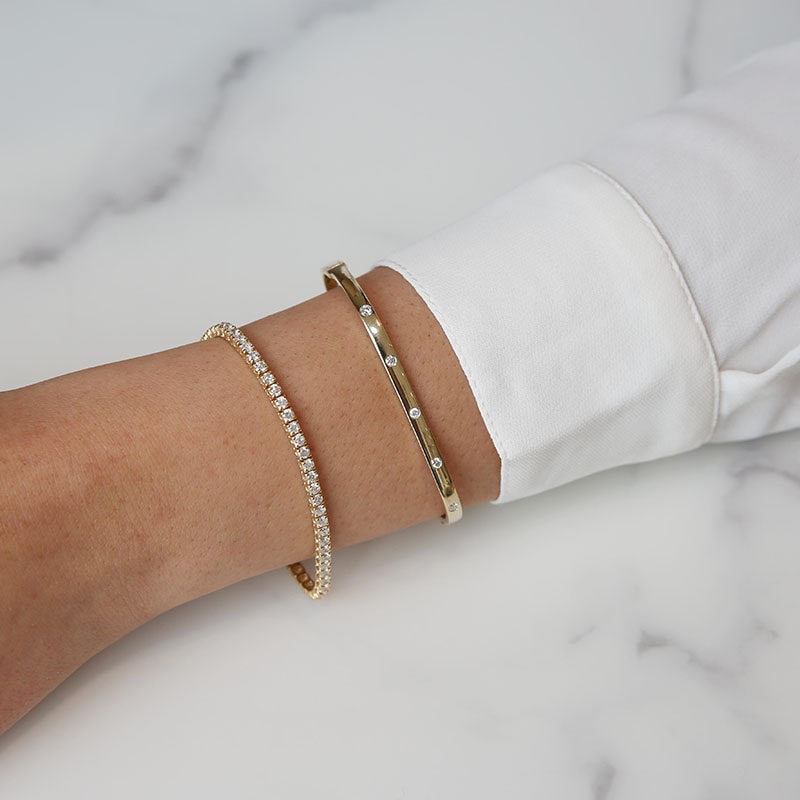 Yellow Gold 3 Carat Diamond Tennis Bracelet view 2