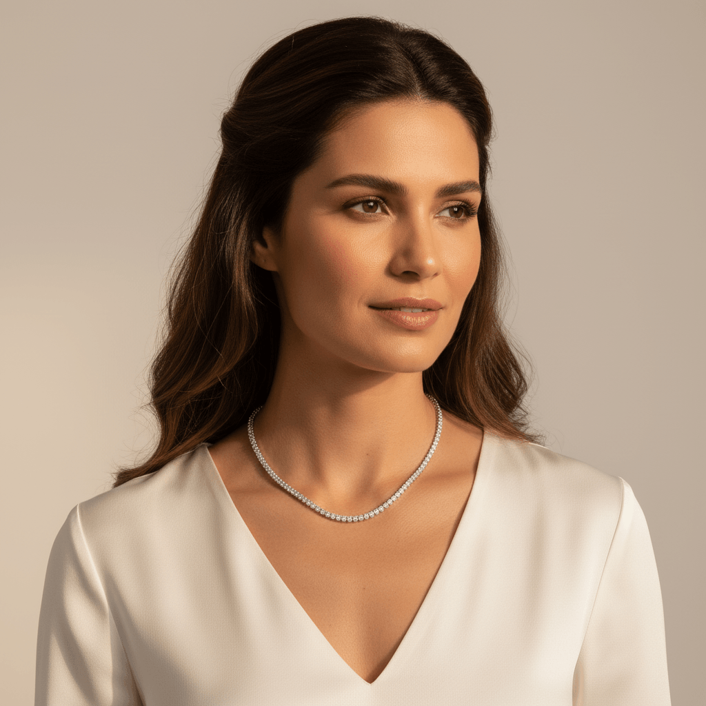 4ct Diamond Tennis Necklace - alternate view